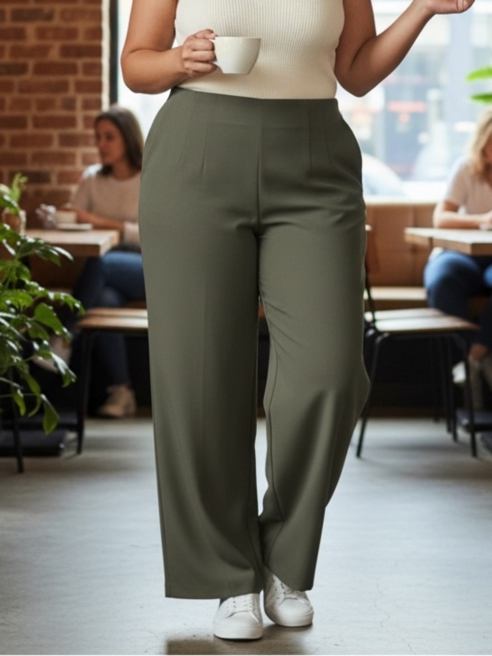 Banana Republic Women’s Size XXL High Rise Wide Leg Pants Olive Green - Picture 13 of 13
